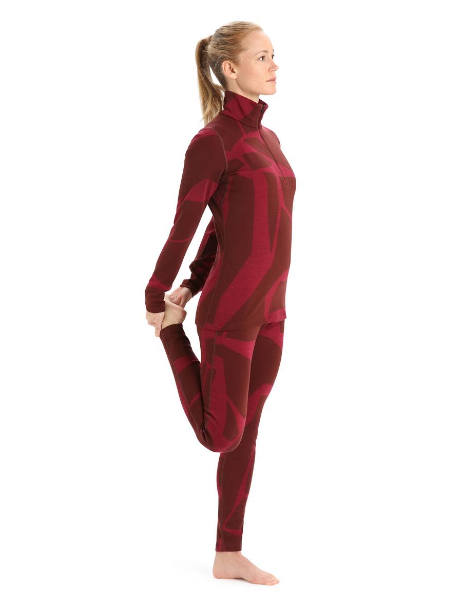 Espresso / Cherry Women's Icebreaker Merino 250 Vertex Long Sleeve Half Zip Thermal Top Fractured Landscapes One Piece & Sets | USA 1787HAPK